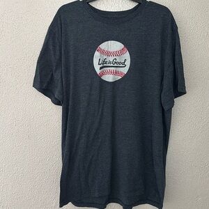 Mens Life is Good Baseball Soft Tshirt, Gray, XXL